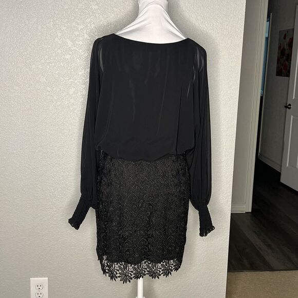 Rubber Ducky Size M Blouson Mini Dress Black Split Sleeve Lace Overlay Goth - Picture 4 of 8